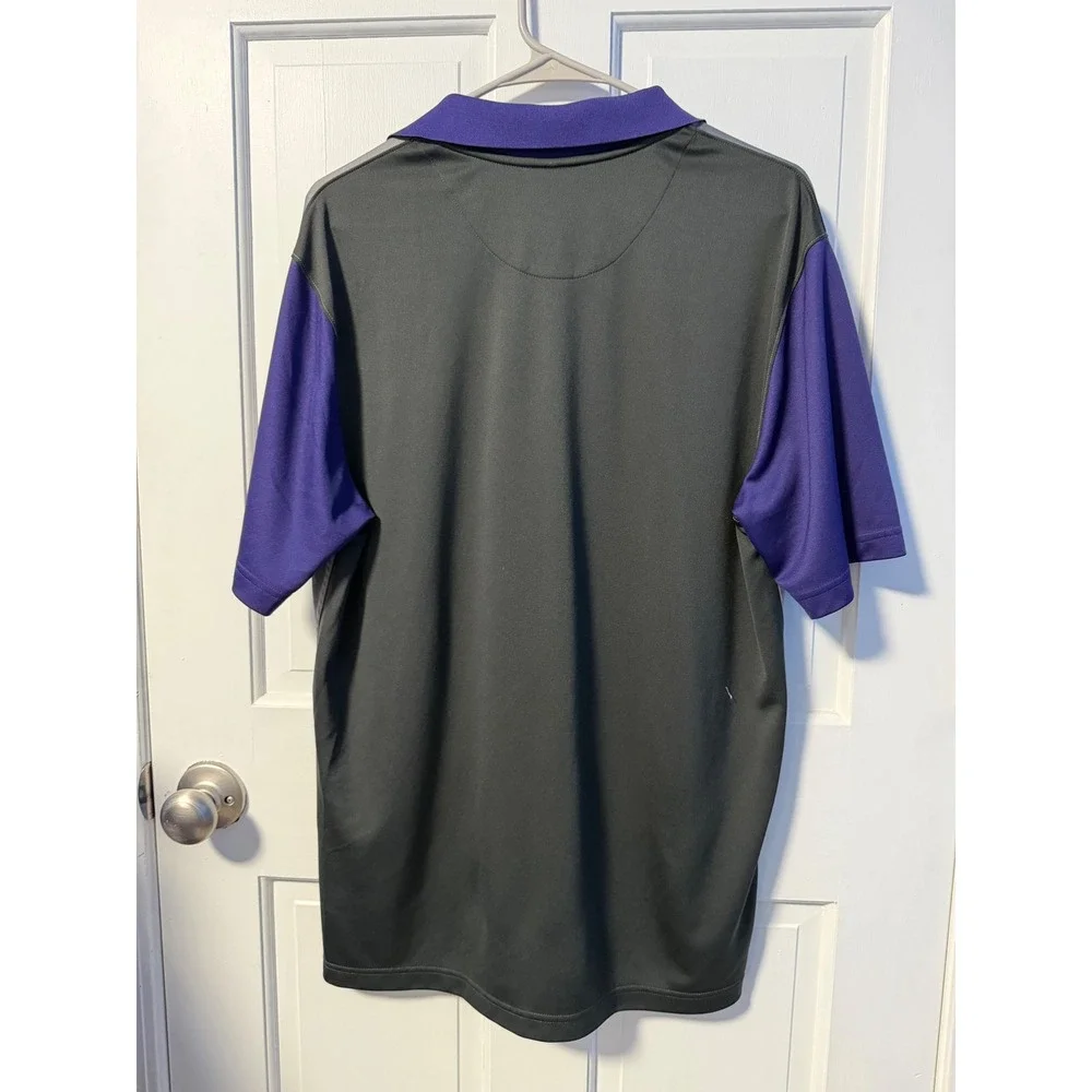 Nike Polo Shirt Mens L Grey Purple K-State Wildcats Dri-FIT